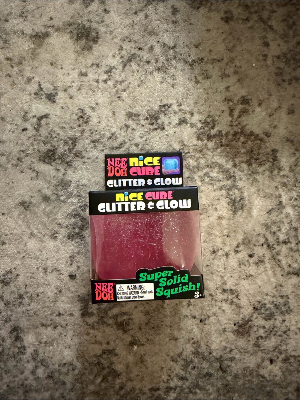 Nee Doh Nice Cube Glitter & Glow Squish - Pink